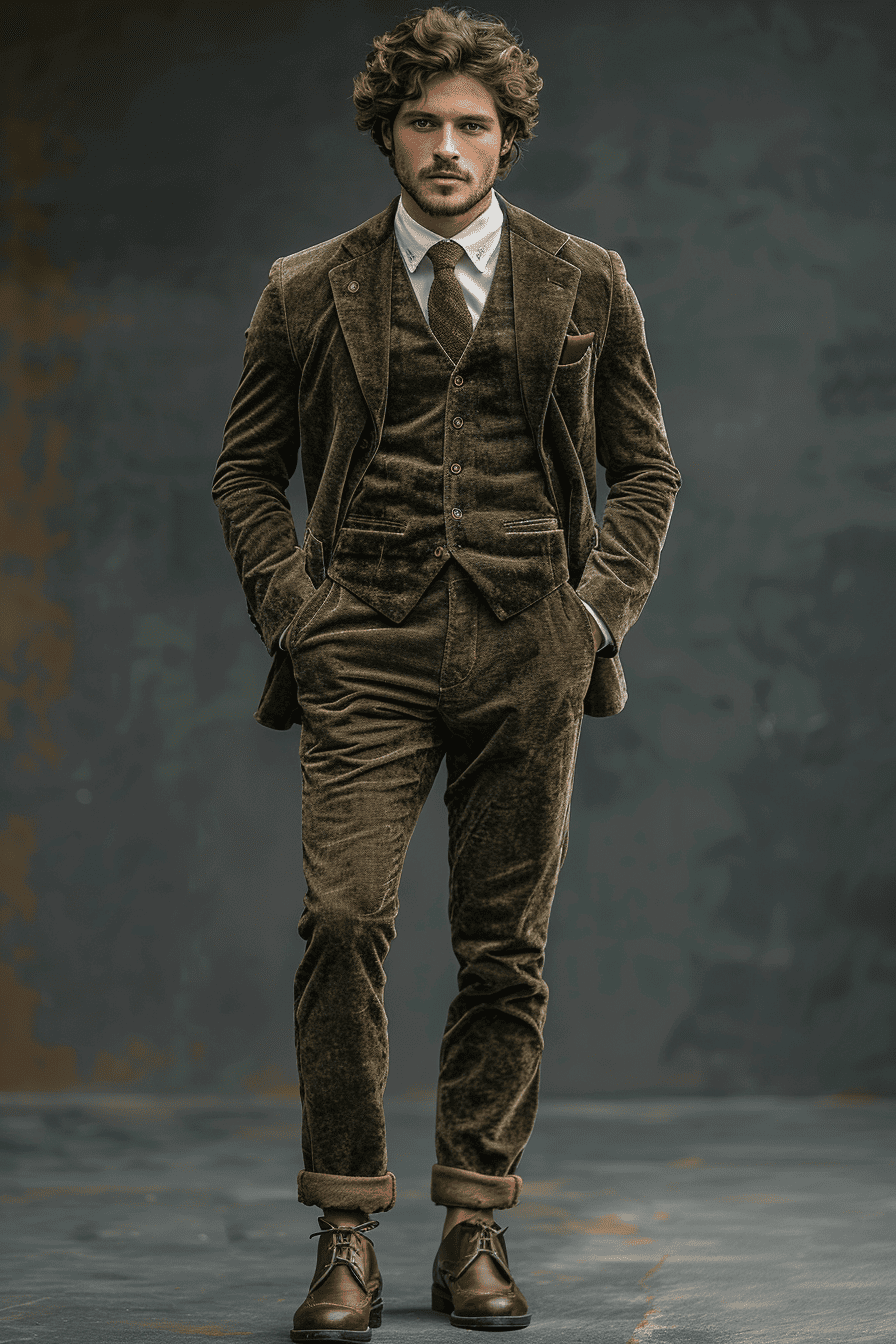 Olive Velvet Cocktail Party Suit — Custom Made to Measure