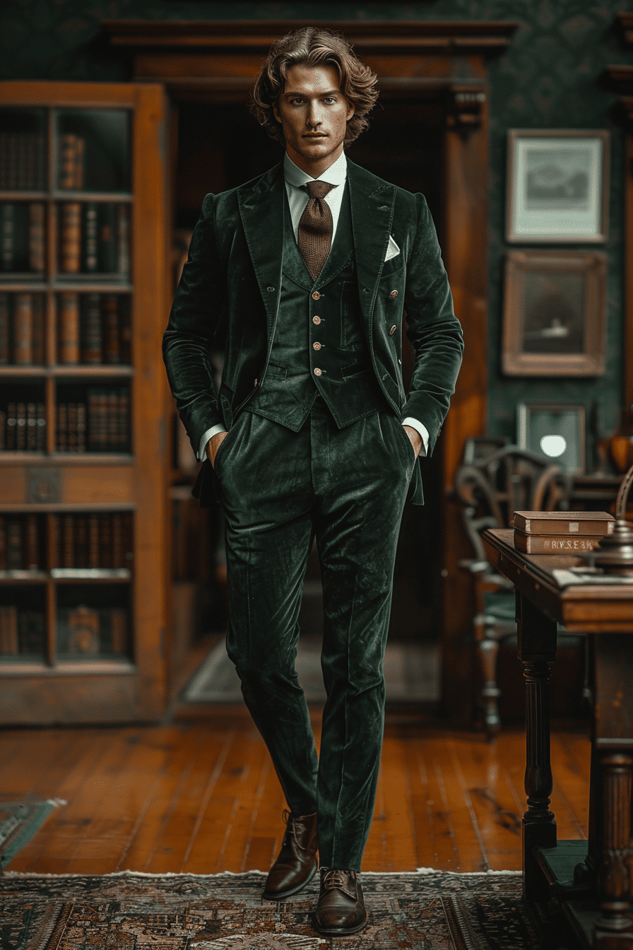 Olive Velvet Graduation Suit — Custom Made to Measure