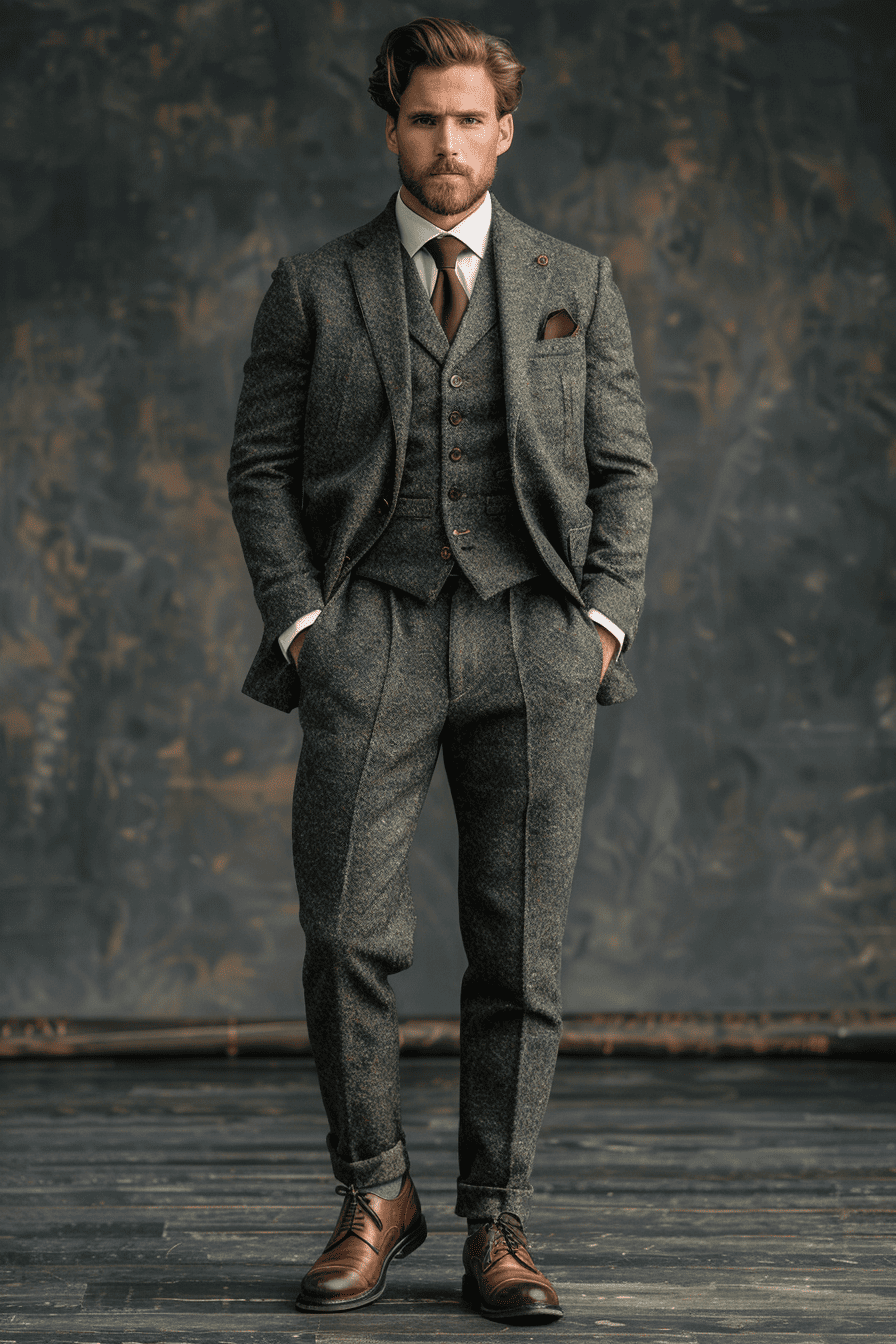 Olive Wool Cocktail Party Suit — Custom Made to Measure
