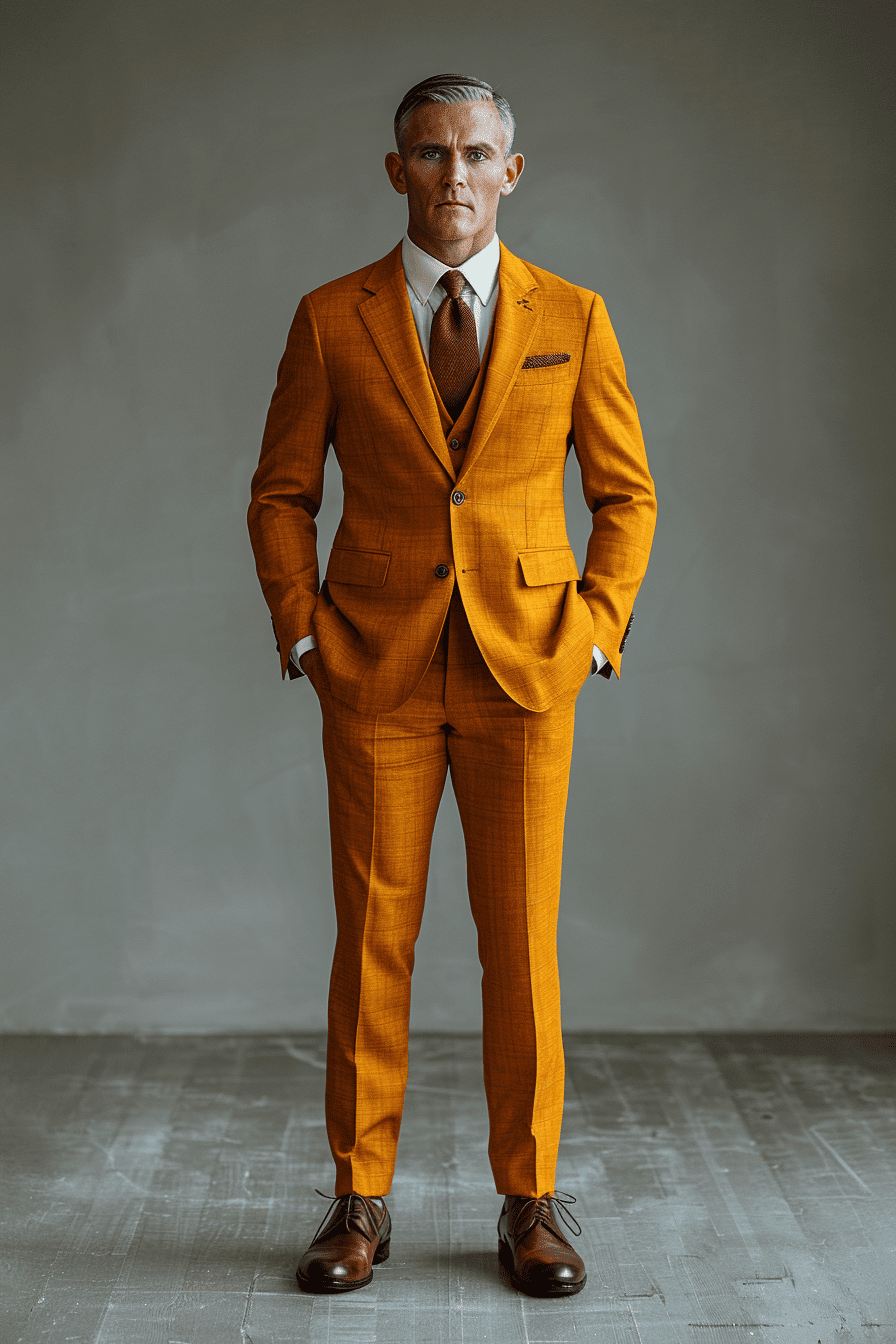 Orange Silk Blend Father of the Bride Suit — Custom Made