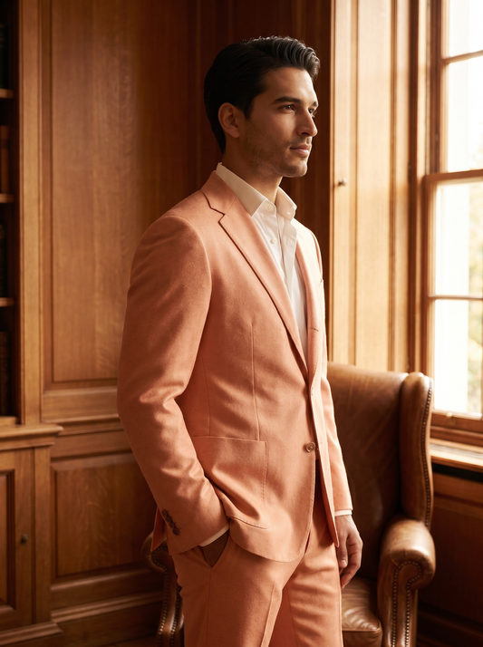Peach Wool Suit — Custom Made to Measure - side view