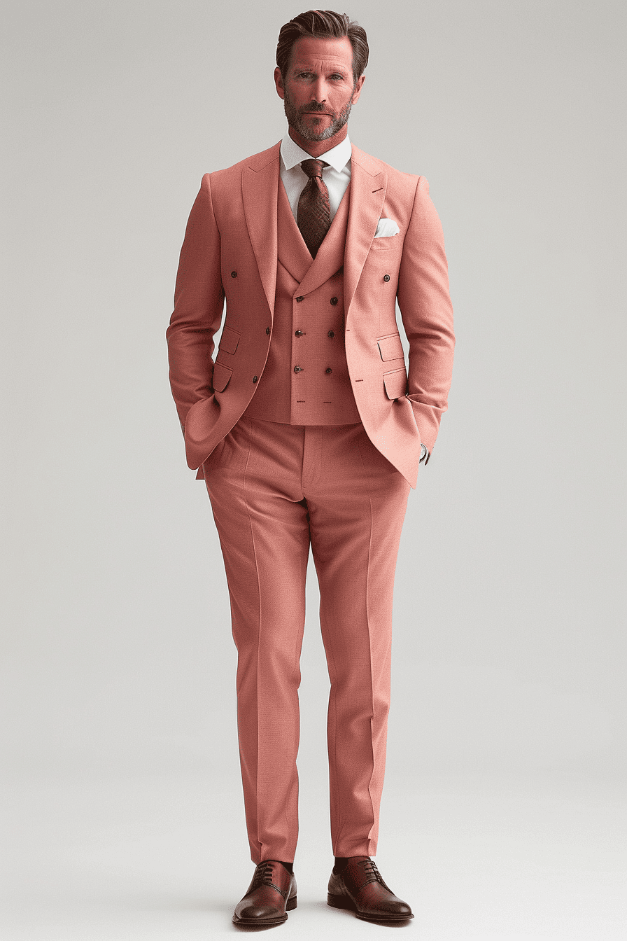 Peach Silk Blend Father of the Bride Suit — Custom Made