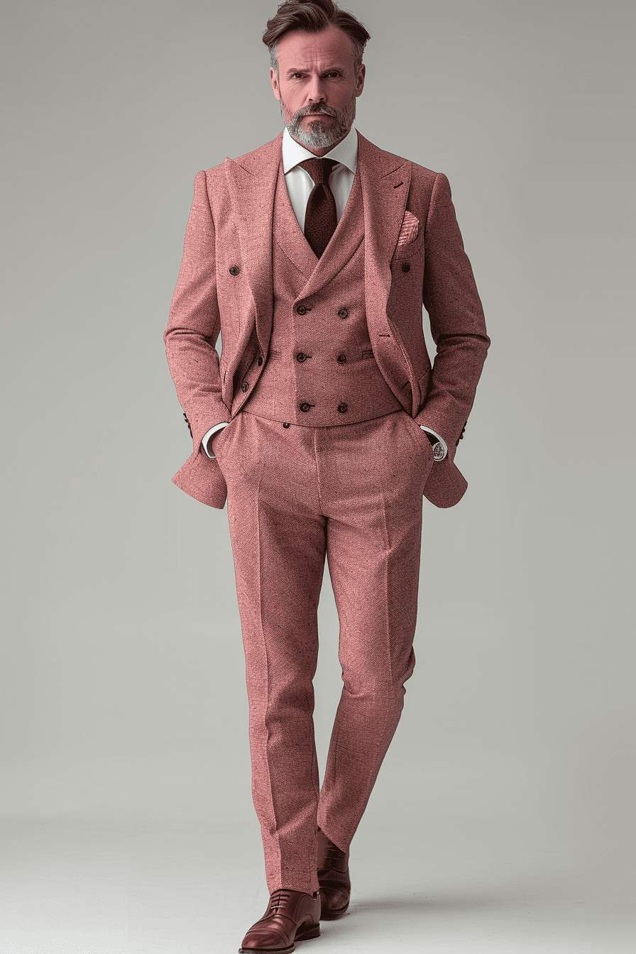 Peach Wool Cocktail Party Suit — Custom Made to Measure