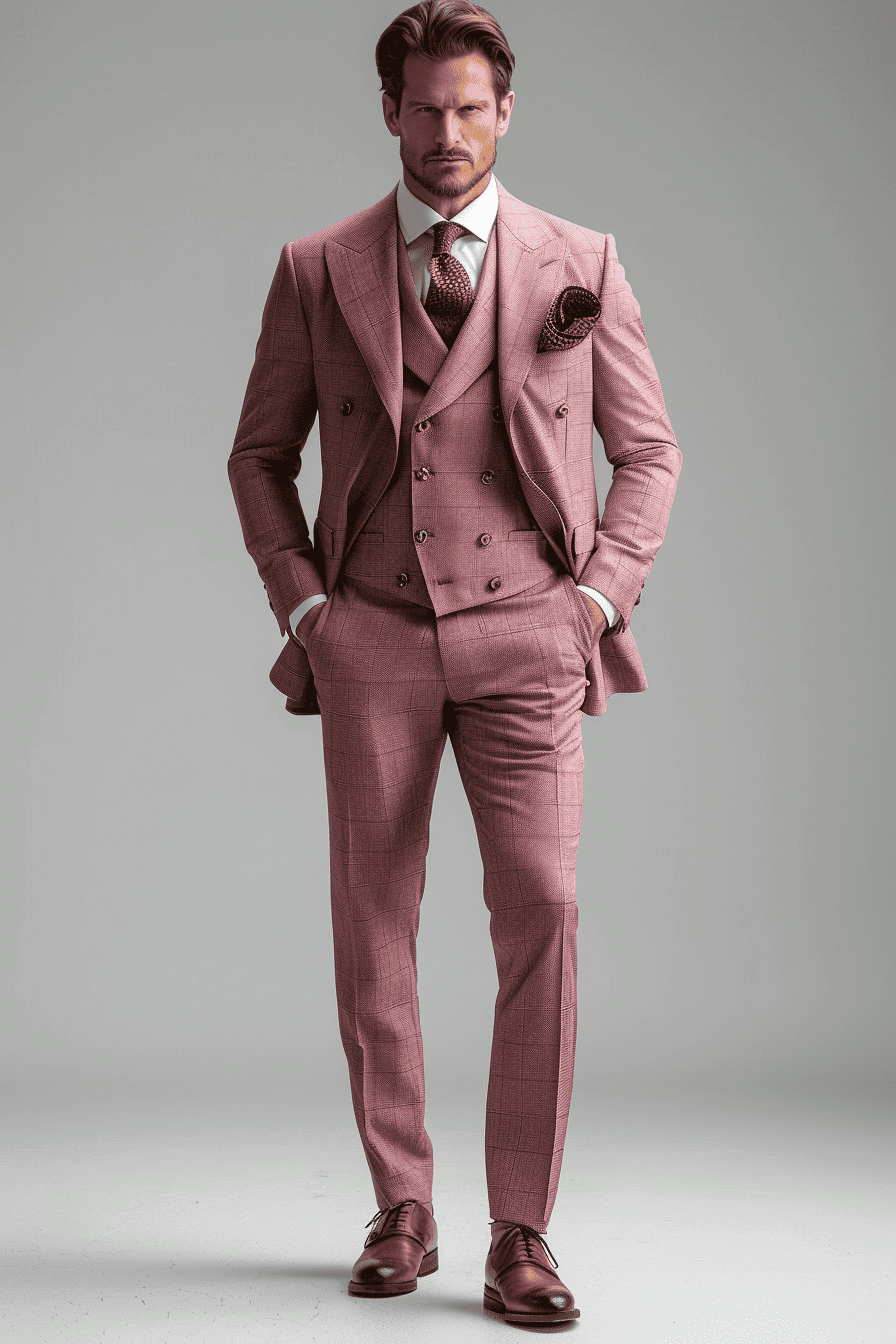 Pink Wool Cocktail Party Suit — Custom Made to Measure