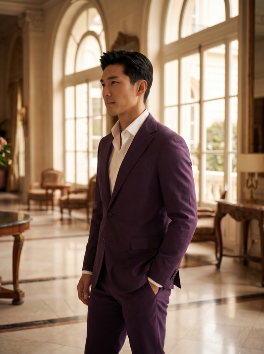 Purple Cotton Suit — Custom Made to Measure - side view