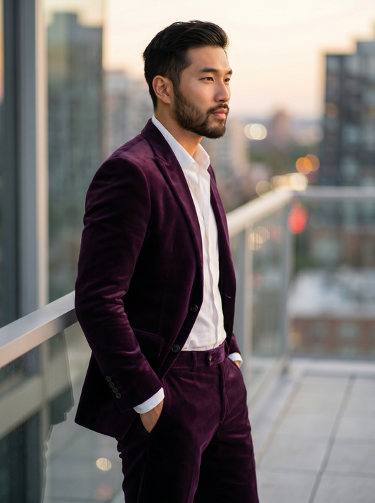 Purple Velvet Suit — Custom Made to Measure - side view