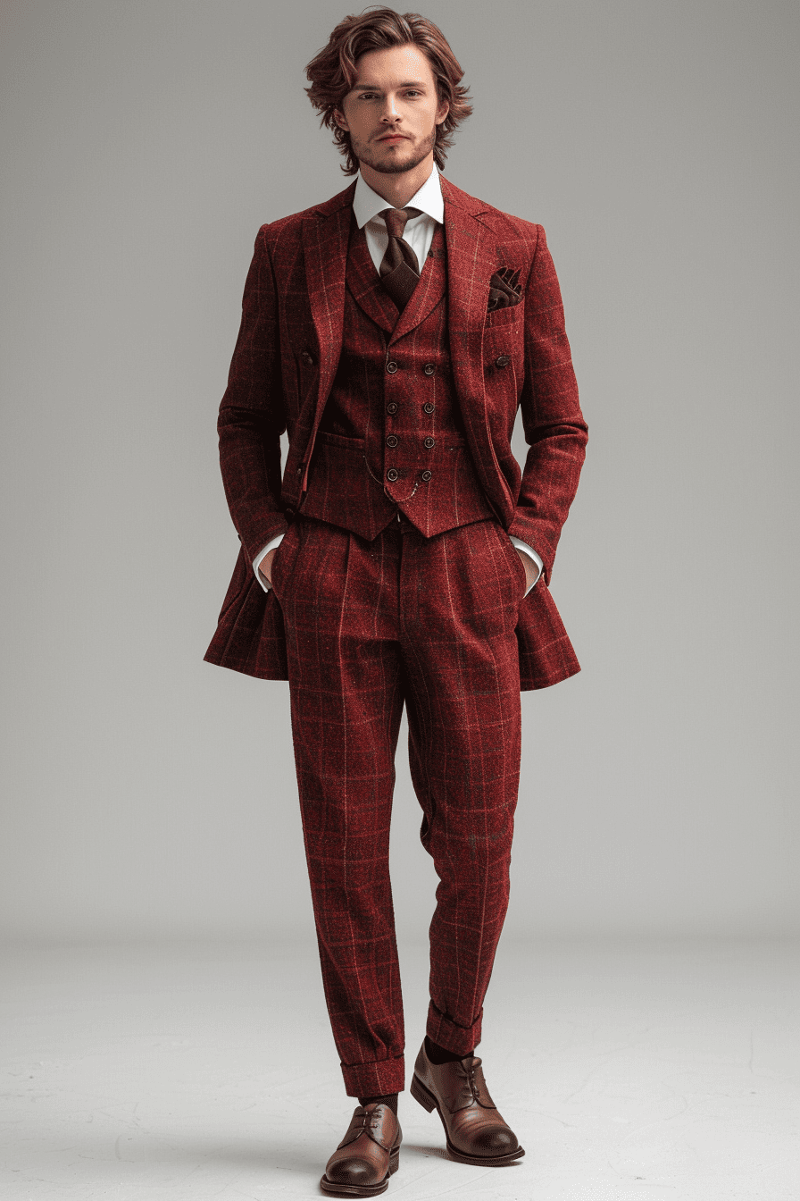 Red Linen Graduation Suit — Custom Made to Measure