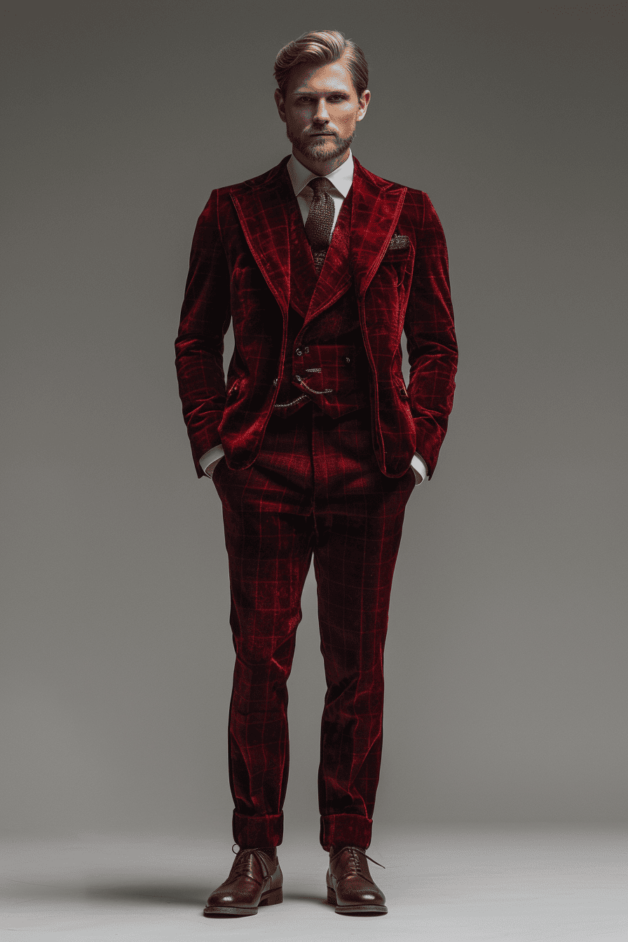 Red Velvet Graduation Suit — Custom Made to Measure