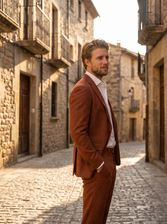 Rust Wool Suit — Custom Made to Measure - side view