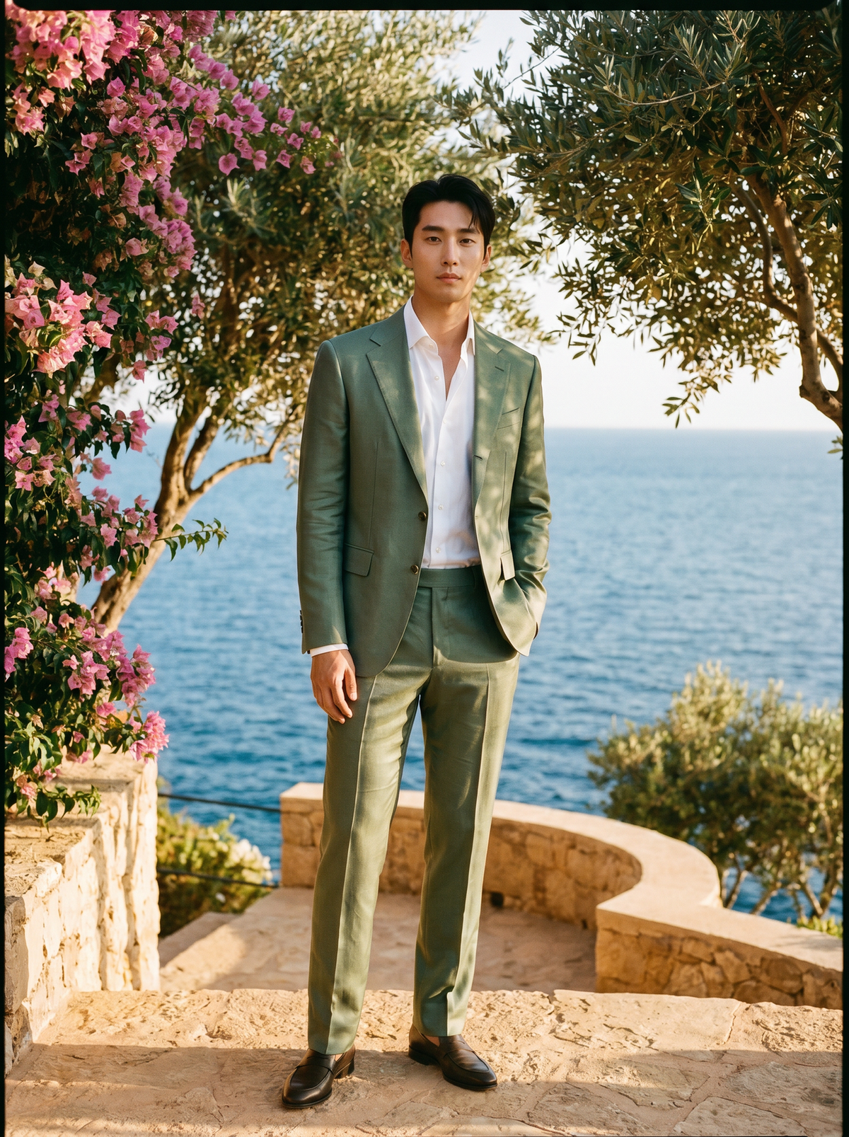 Sage Green Silk Blend Suit — Custom Made to Measure