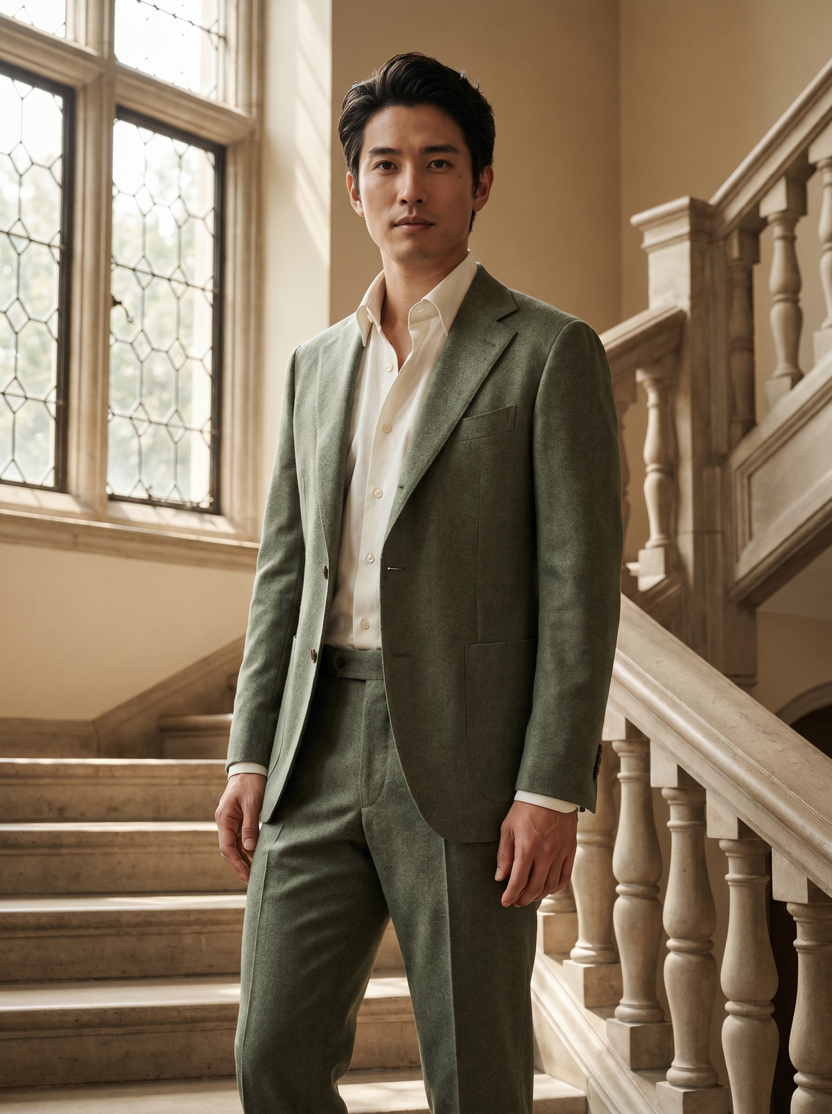 Sage Green Wool Groomsmen Suit — Custom Made to Measure