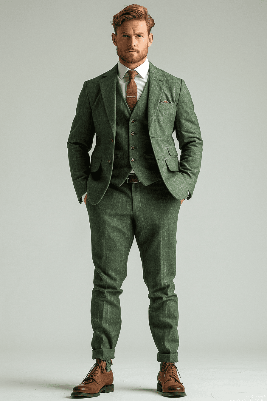 Sage Green Cotton Graduation Suit — Custom Made to Measure