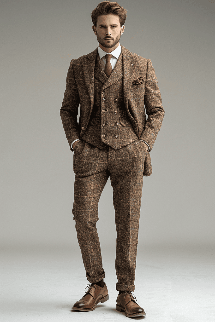 Sage Beige Tweed Suit — Custom Made to Measure