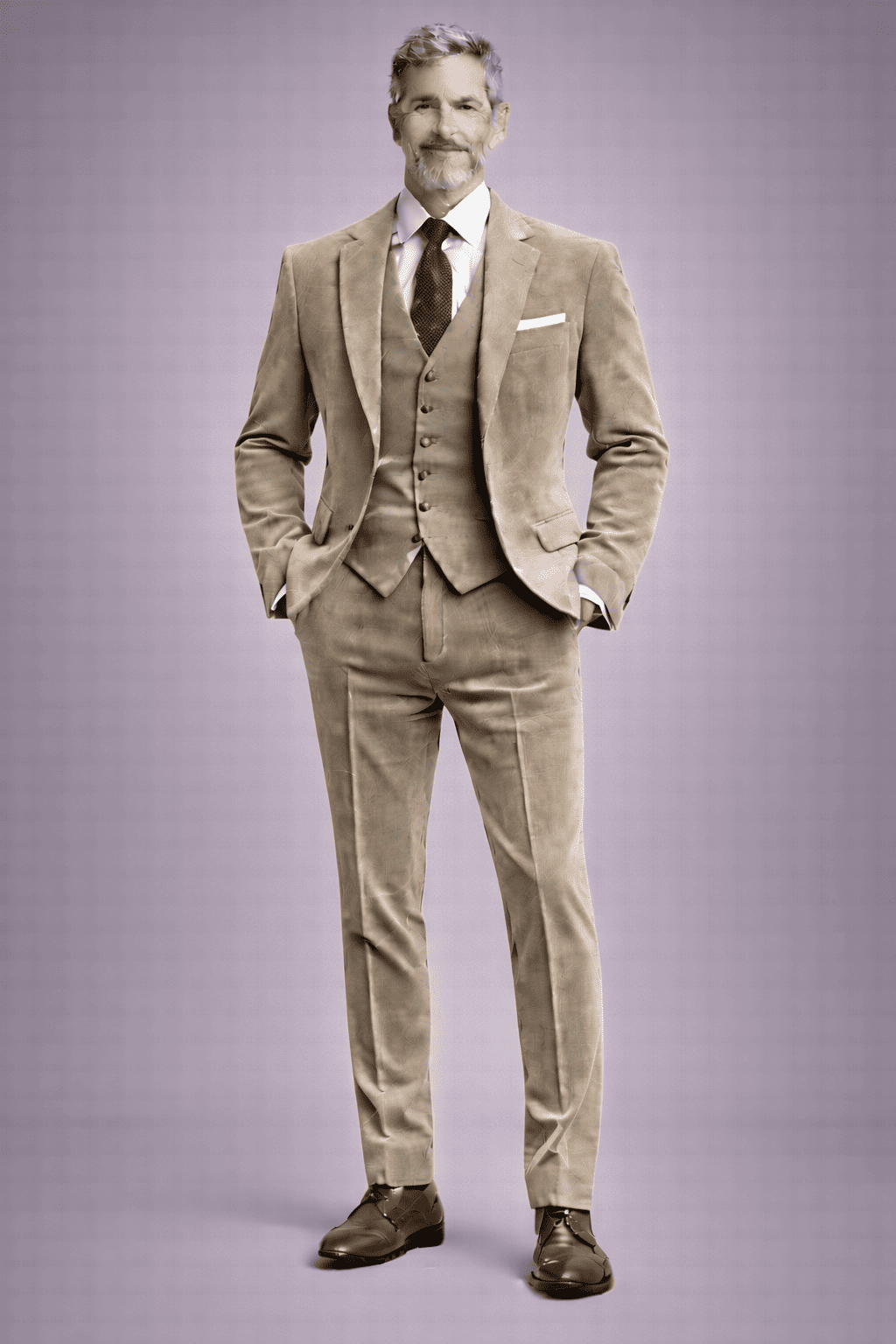 Sage Beige Velvet Slim Fit Suit — Custom Made to Measure