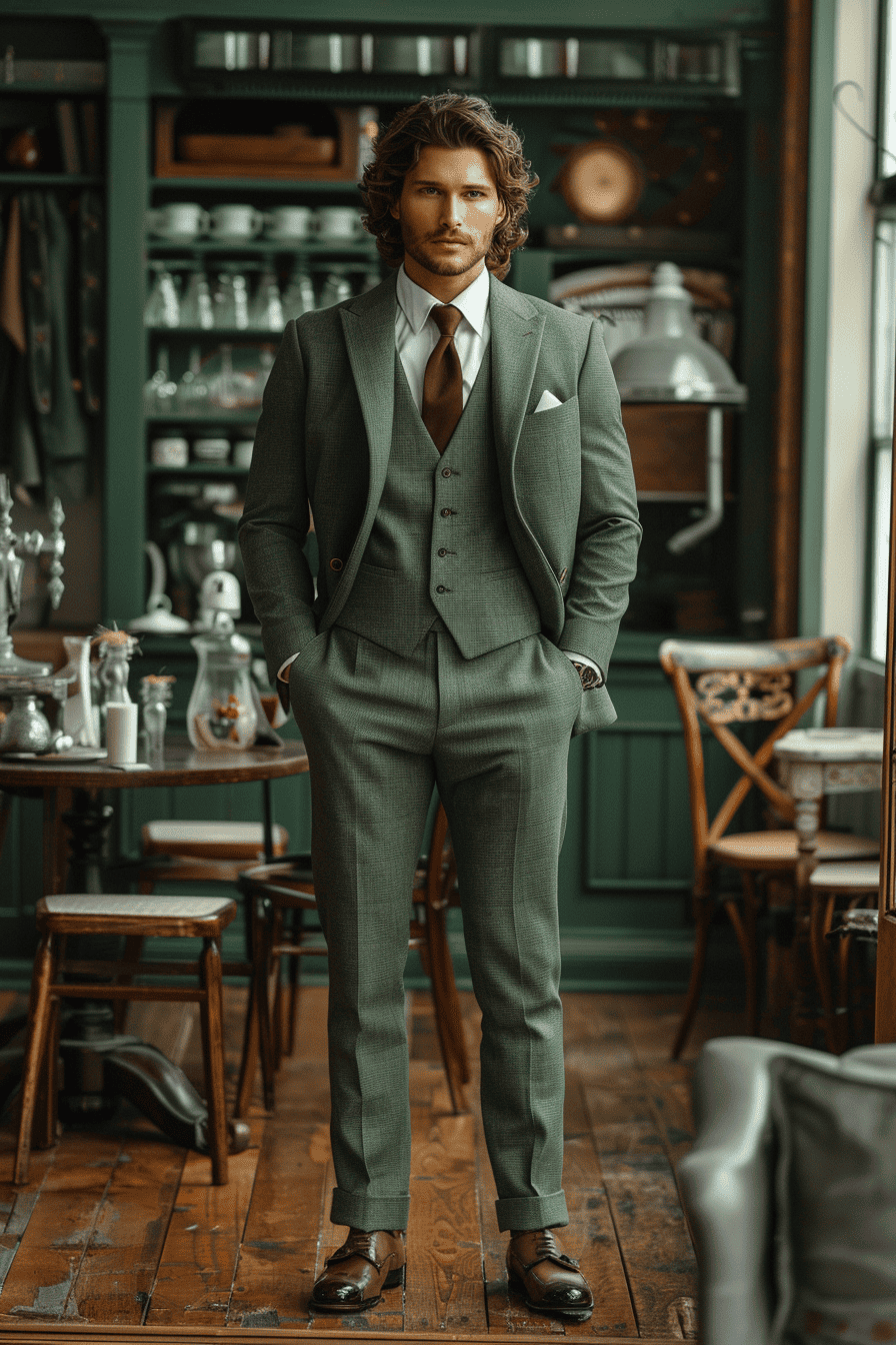 Sage Green Silk Blend Father of the Bride Suit — Custom Made