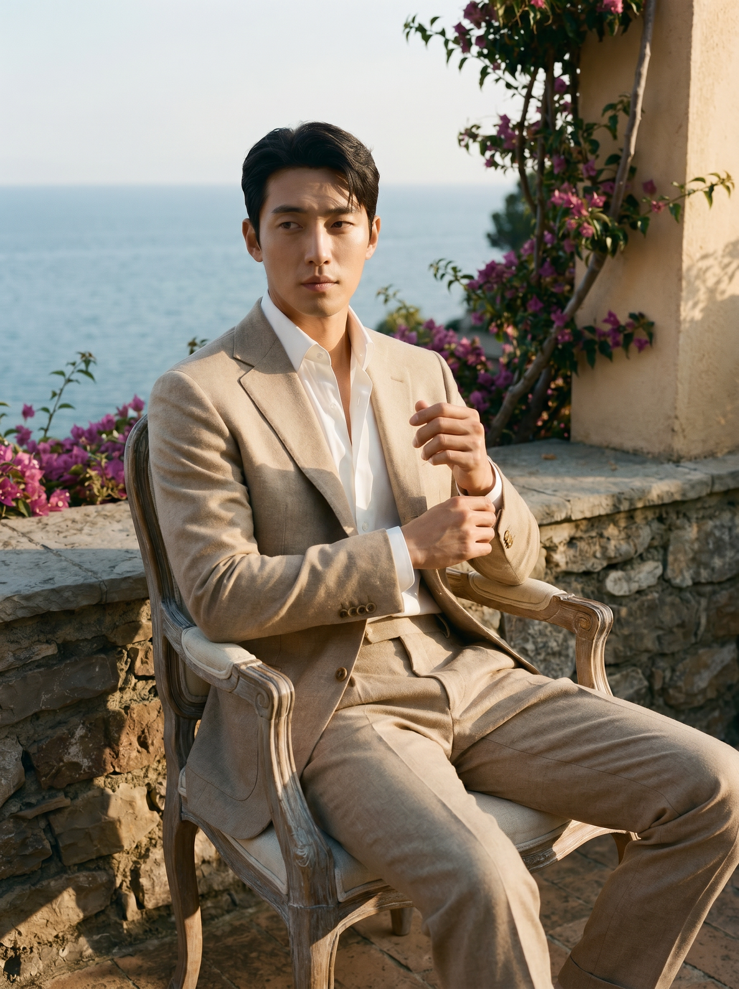 Sand Wool Suit — Custom Made to Measure - seated view