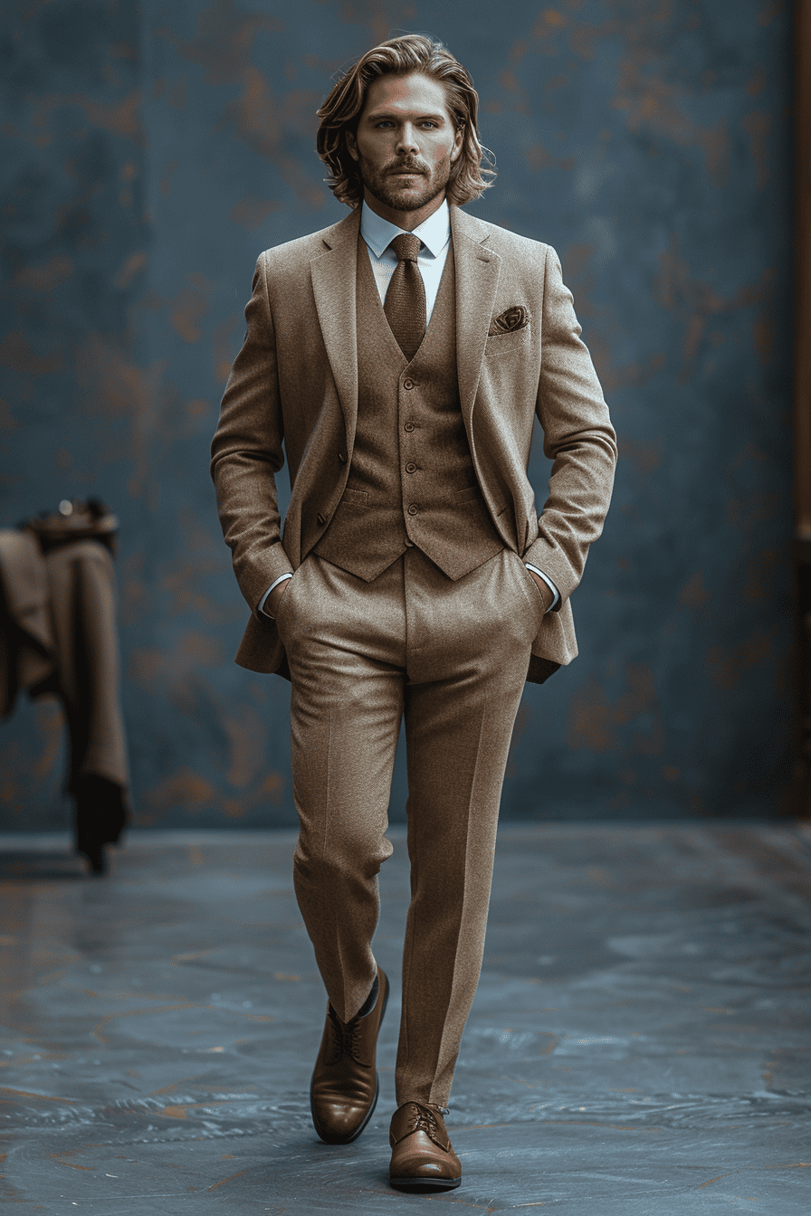 Sand Cotton Cocktail Party Suit — Custom Made to Measure
