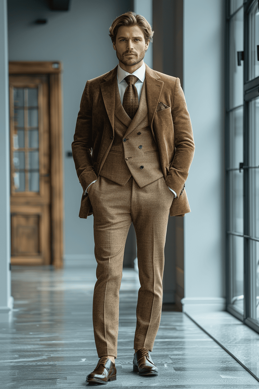 Sand Velvet Graduation Suit — Custom Made to Measure