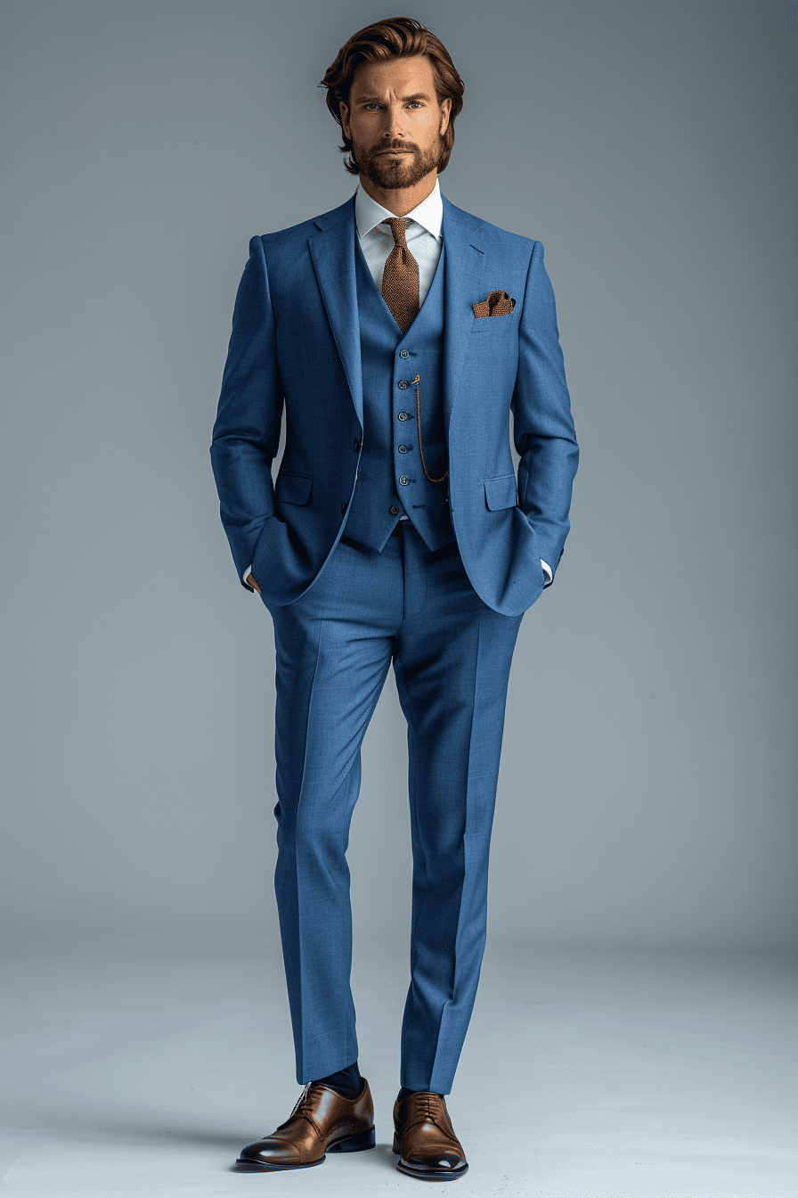 Sky Blue Cotton Graduation Suit — Custom Made to Measure