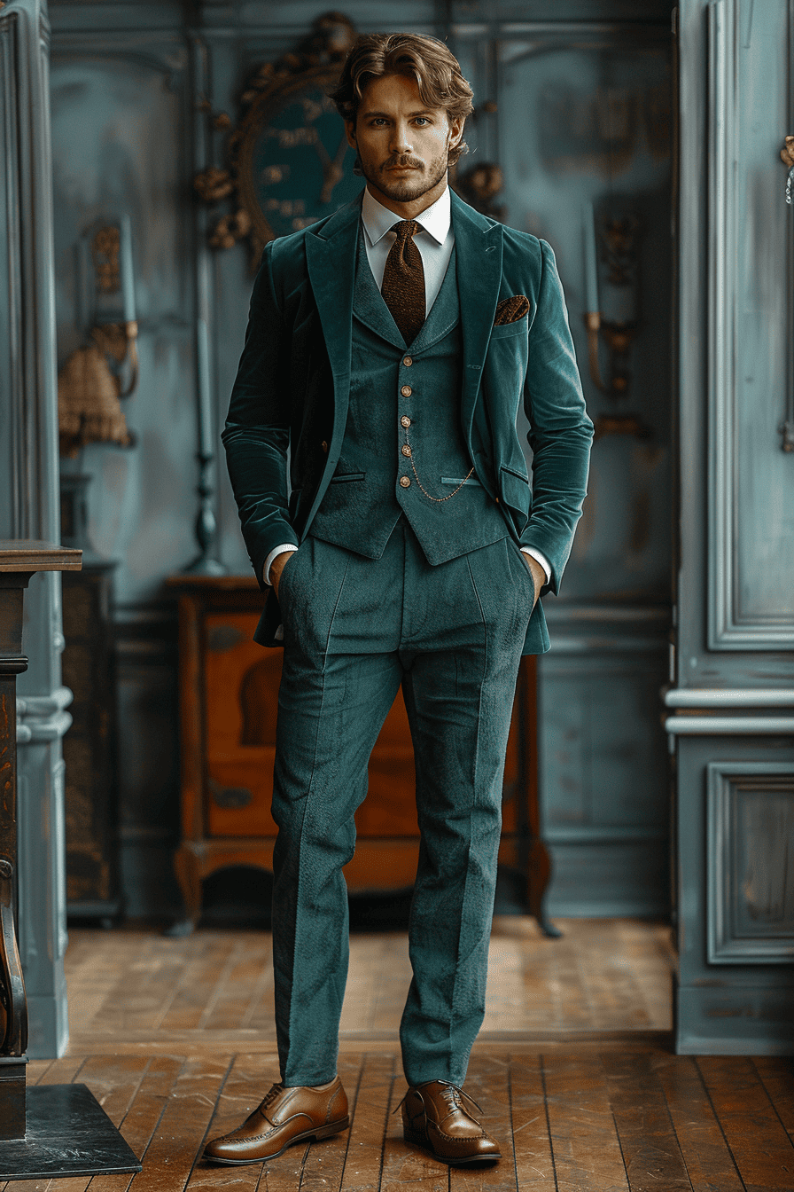 Sky Blue Velvet Graduation Suit — Custom Made to Measure