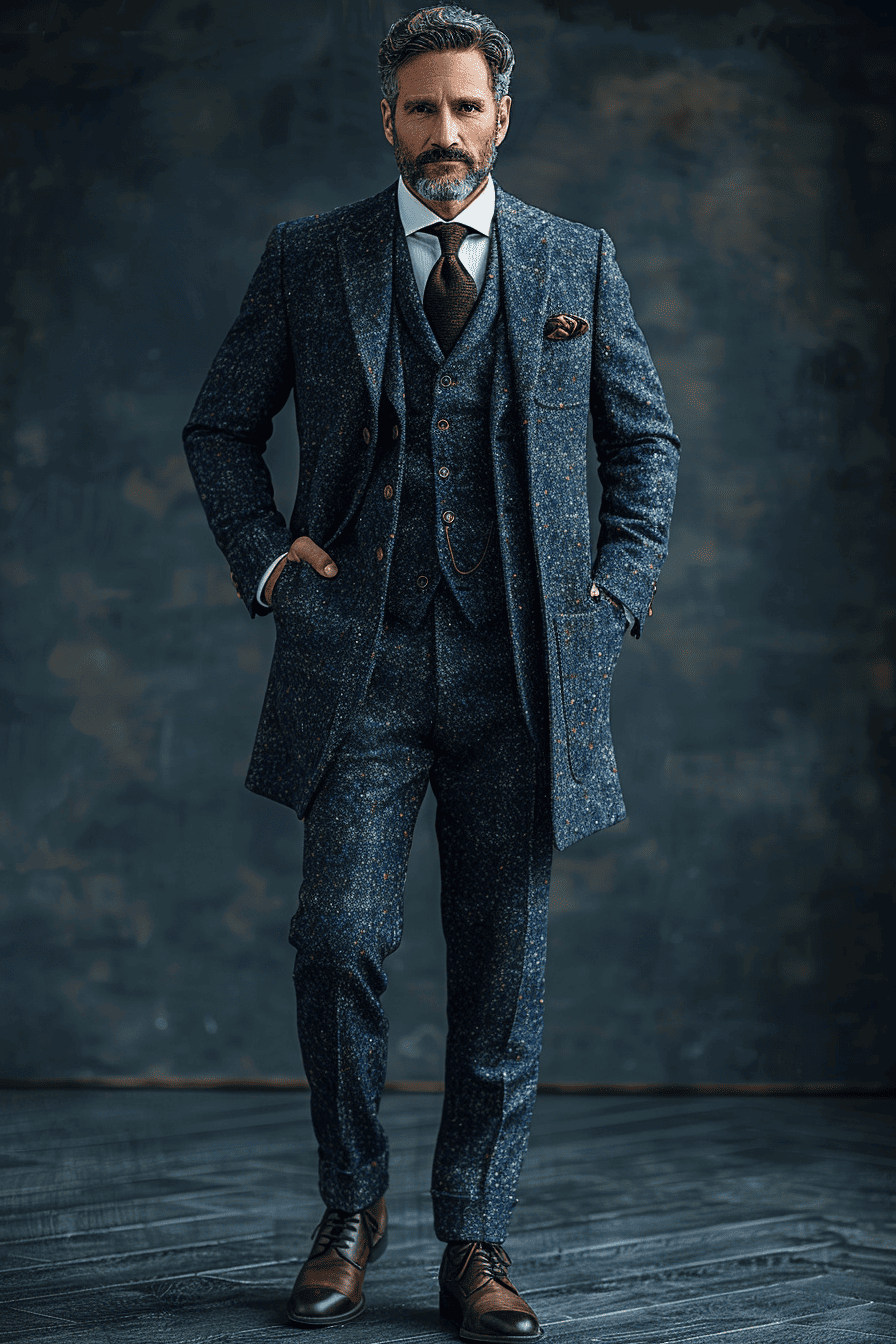 Slate Blue Tweed Suit — Custom Made to Measure