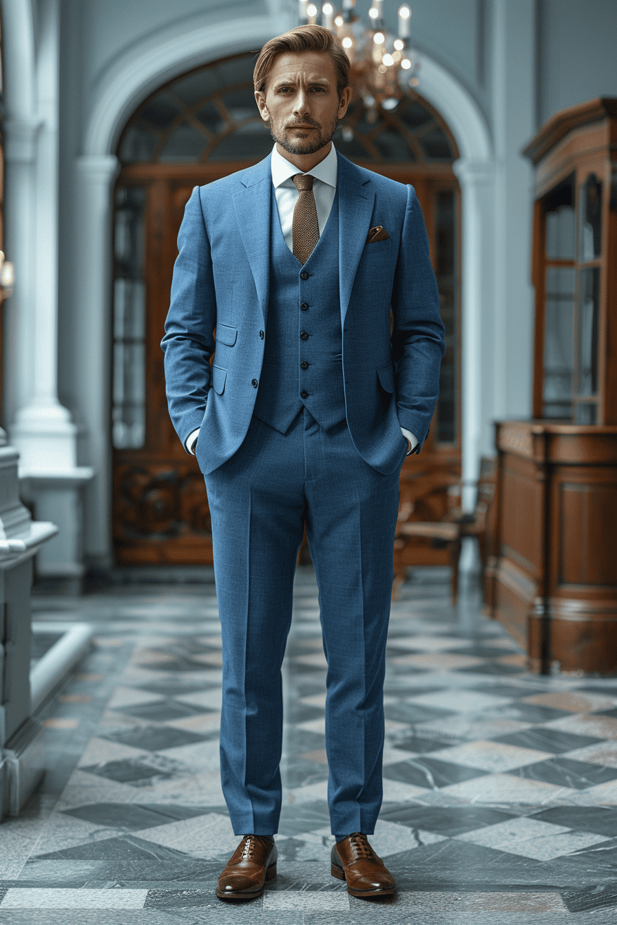 Slate Blue Wool Cocktail Party Suit — Custom Made to Measure
