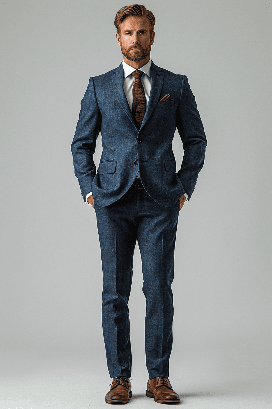 Slate Blue Wool Graduation Suit — Custom Made to Measure