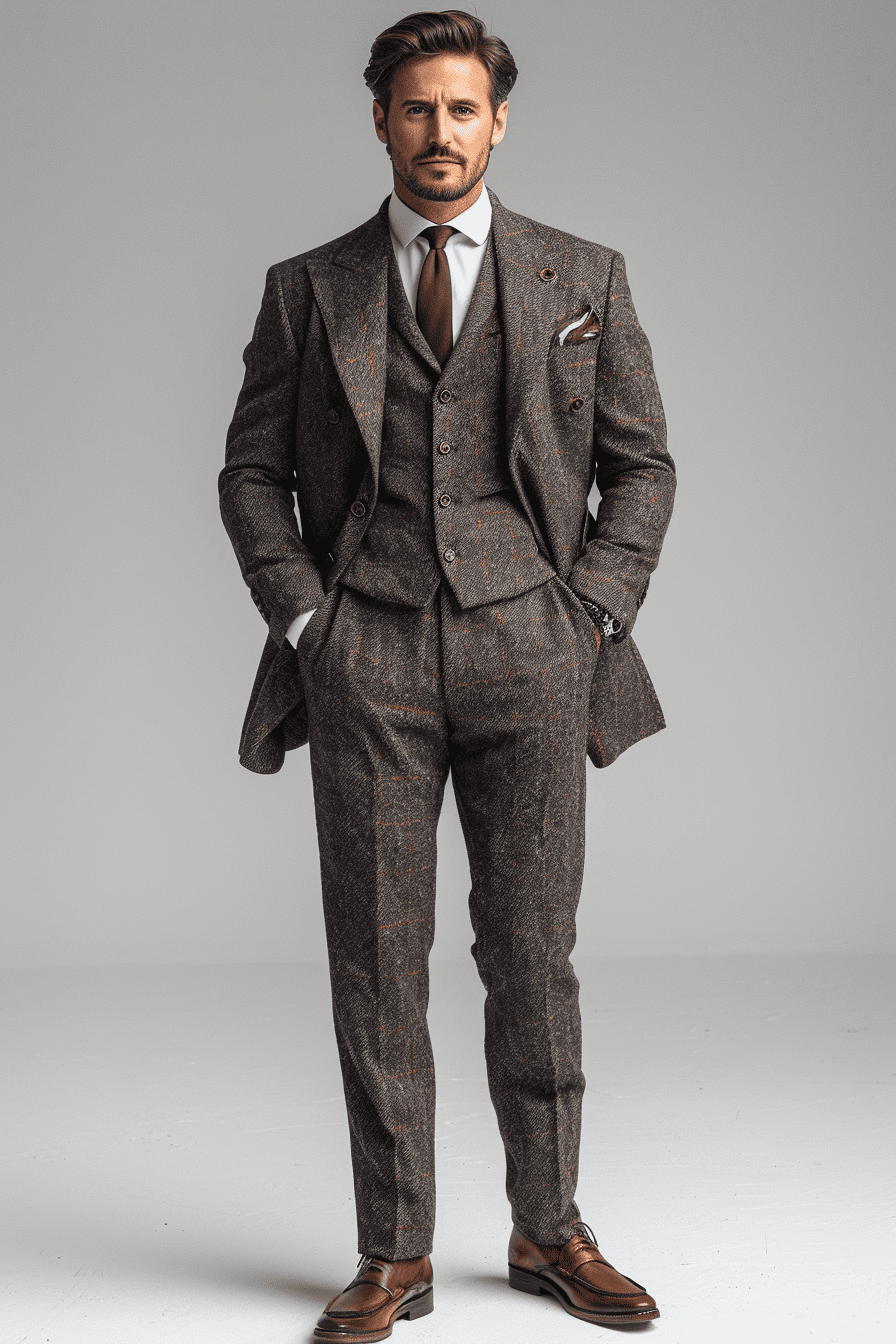 Stone Wool Cocktail Party Suit — Custom Made to Measure