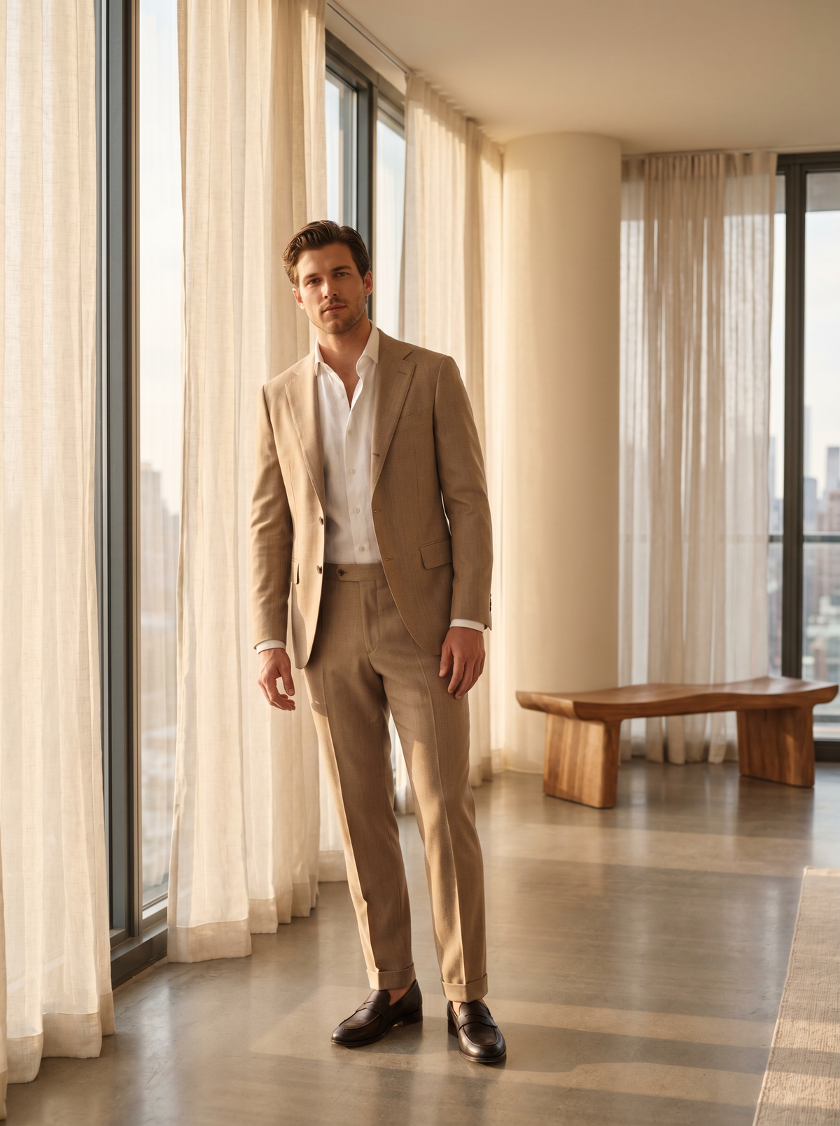 Tan Wool Suit — Custom Made to Measure
