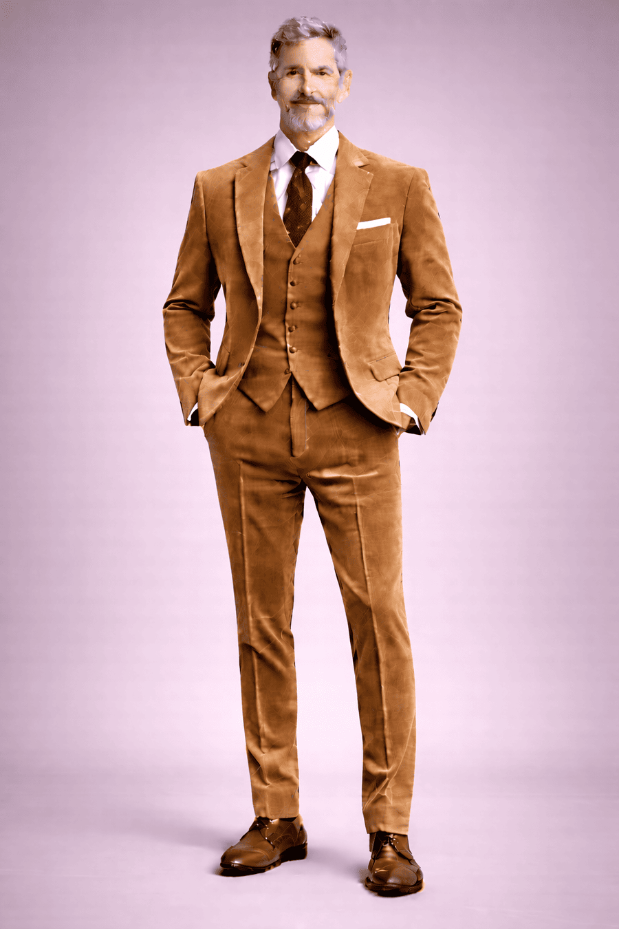 Tan Velvet Slim Fit Suit — Custom Made to Measure