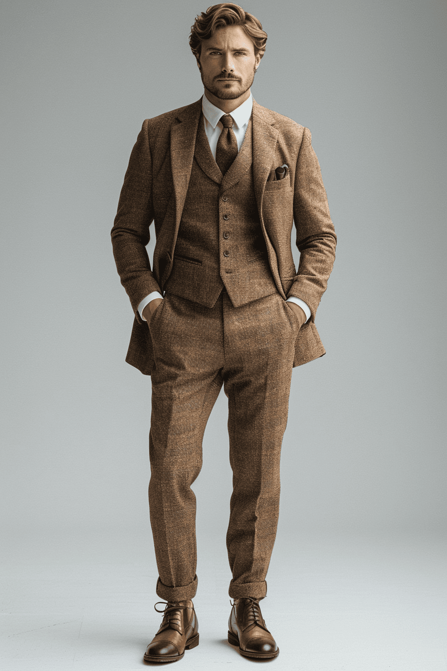 Tan Wool Graduation Suit — Custom Made to Measure