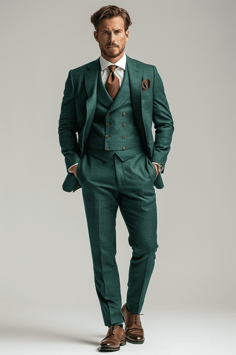 Teal Silk Blend Father of the Bride Suit — Custom Made