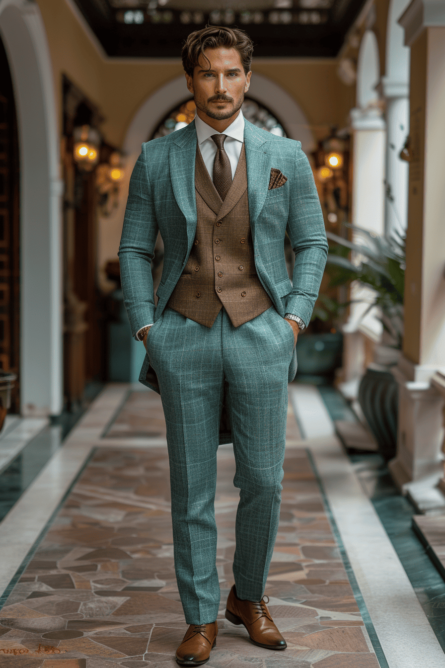 Turquoise Cotton Graduation Suit — Custom Made to Measure