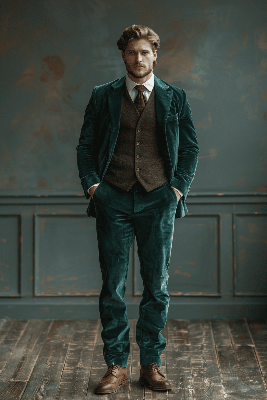 Turquoise Velvet Graduation Suit — Custom Made to Measure
