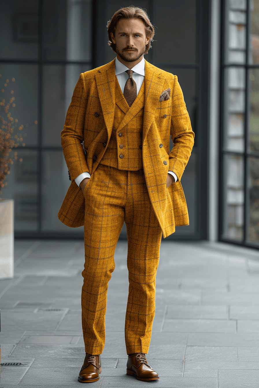 Warm Mustard Wool Graduation Suit — Custom Made to Measure