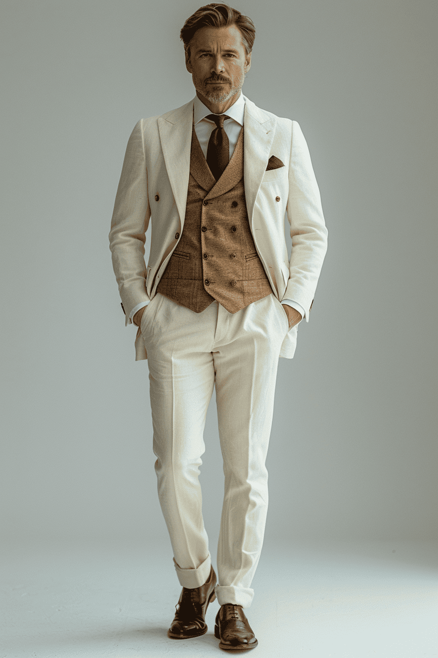 White Cotton Father of the Bride Suit — Custom Made to Measure