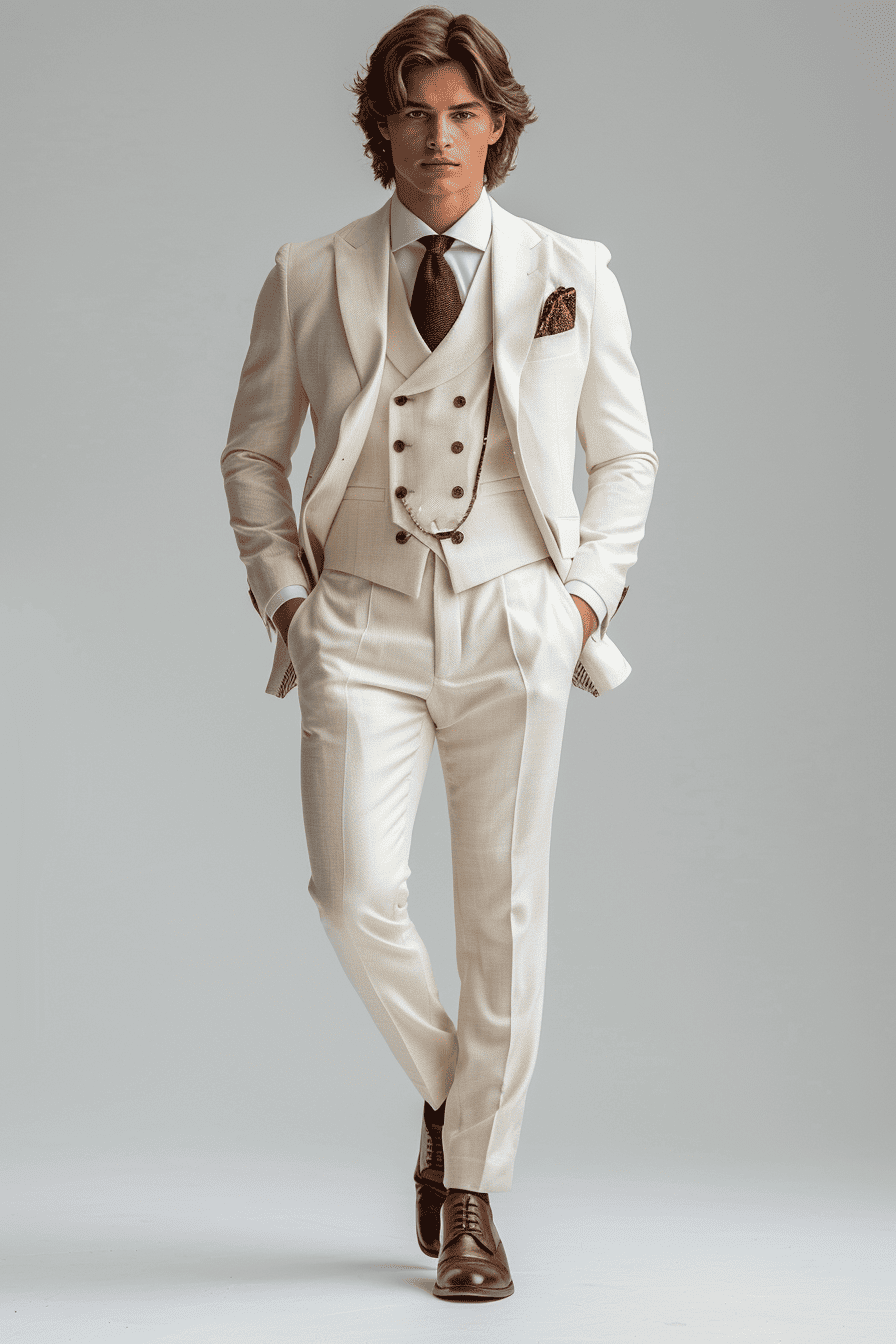 White Silk Blend Cocktail Party Suit — Custom Made to Measure