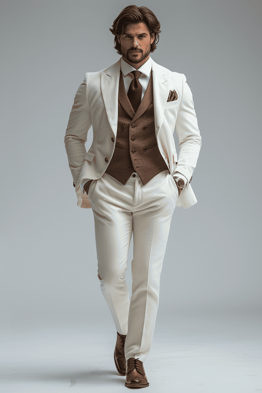 White Velvet Cocktail Party Suit — Custom Made to Measure