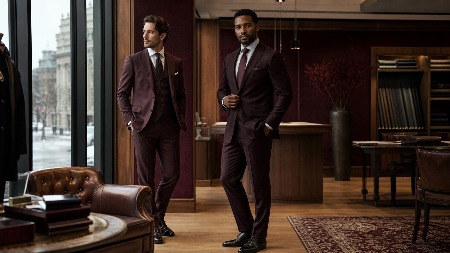 Burgundy Wool Suits | Custom Made to Measure