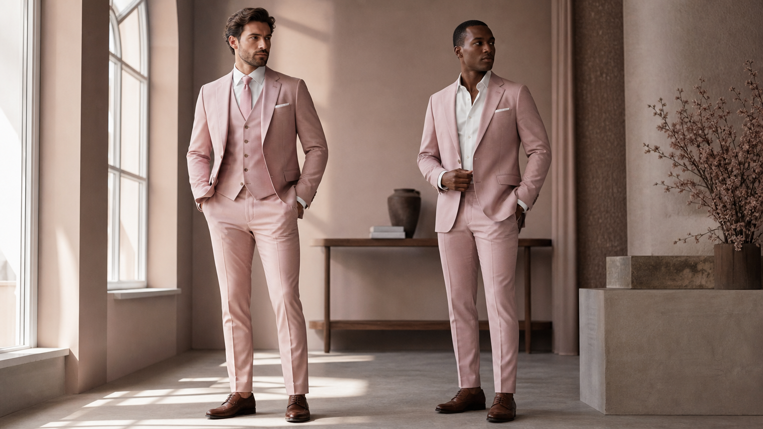 Custom Blush Pink Suits