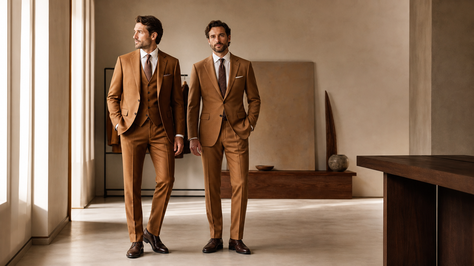 Custom Caramel Suits