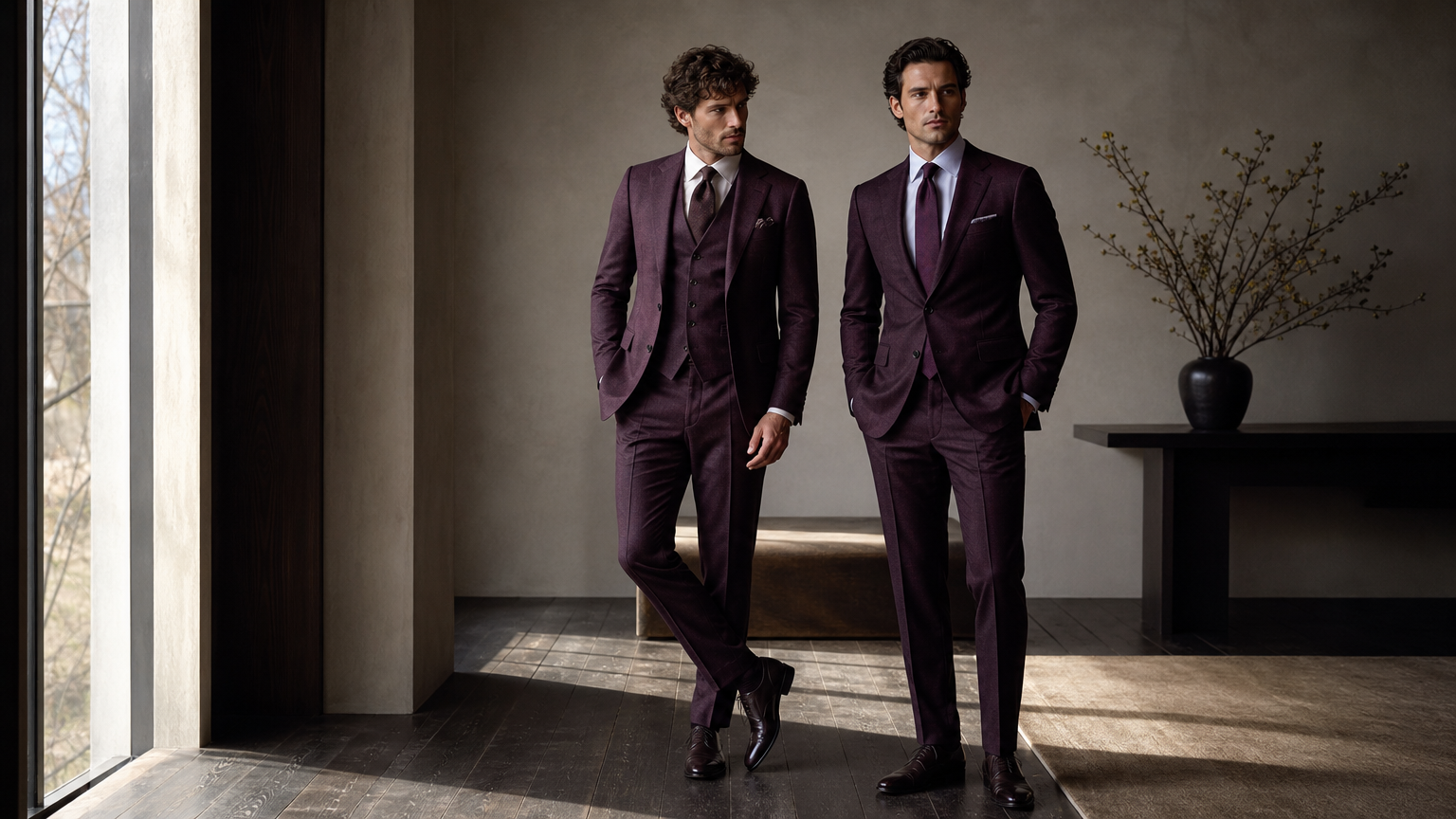 Custom Deep Plum Suits
