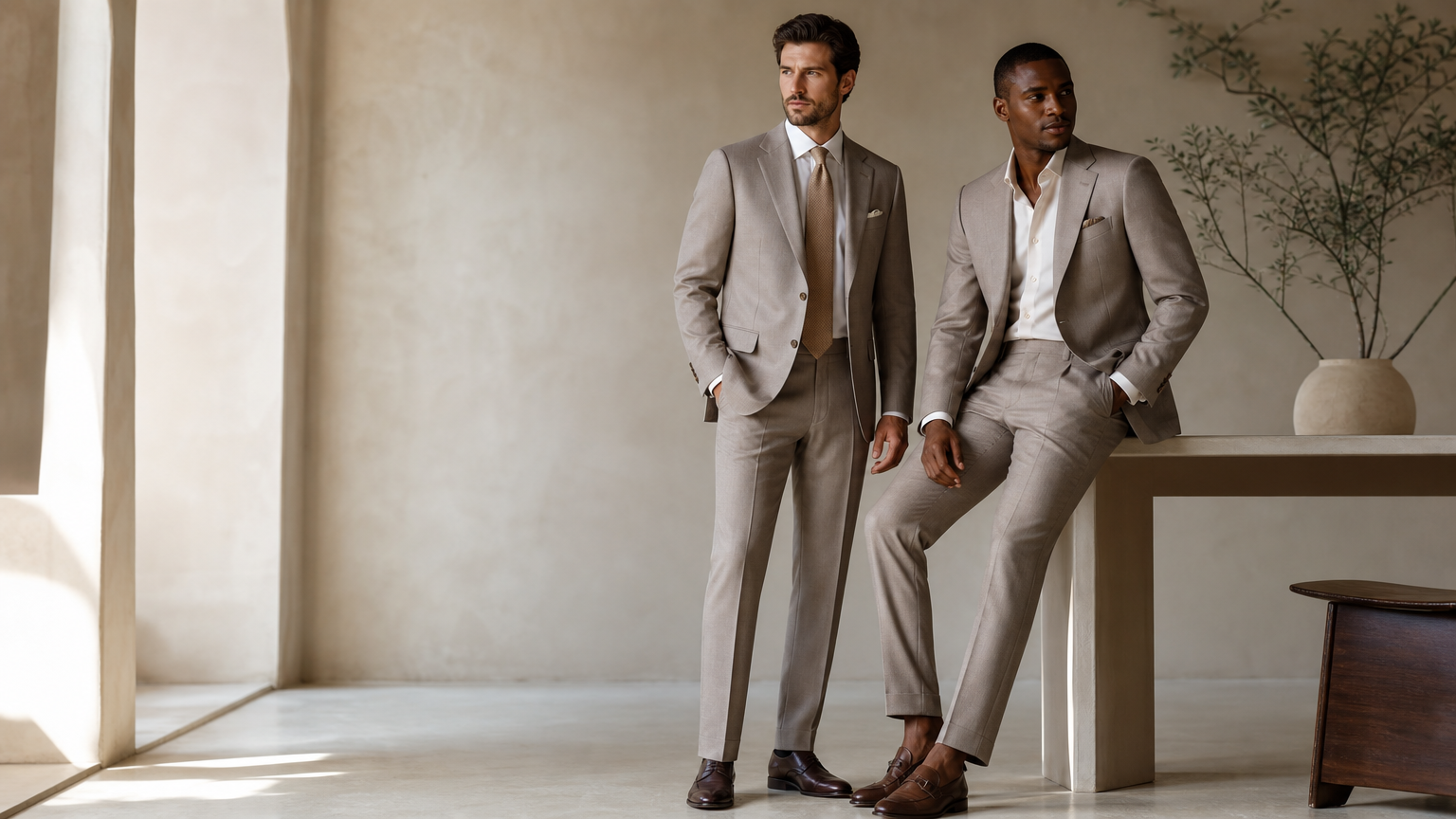 Custom Light Taupe Suits