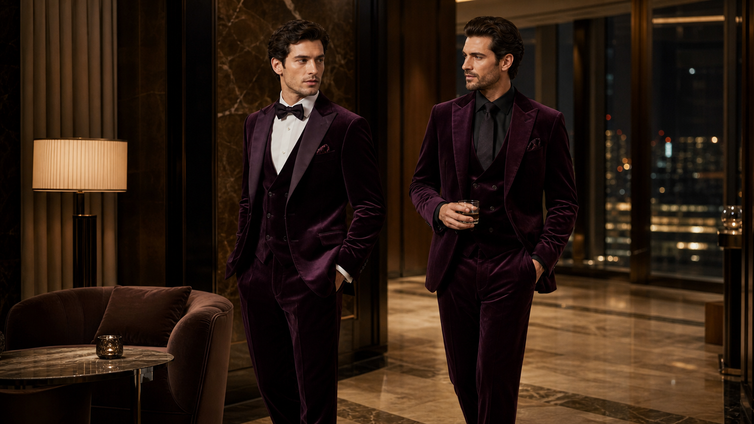 Deep Plum Velvet Suits | Custom Made to Measure