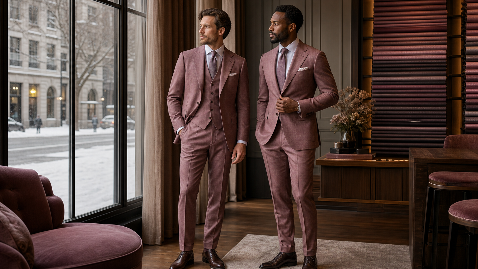 Dusty Rose Wool Suits | Custom Made to Measure