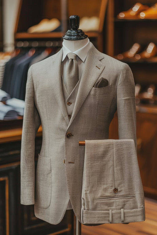 Tan Linen Suit — custom made to measure men's suit by SuitedNoir