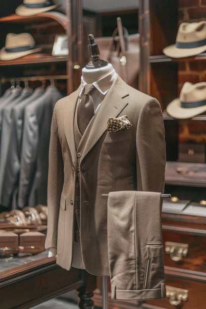 Light Brown Linen Suit — custom made to measure men's suit by SuitedNoir