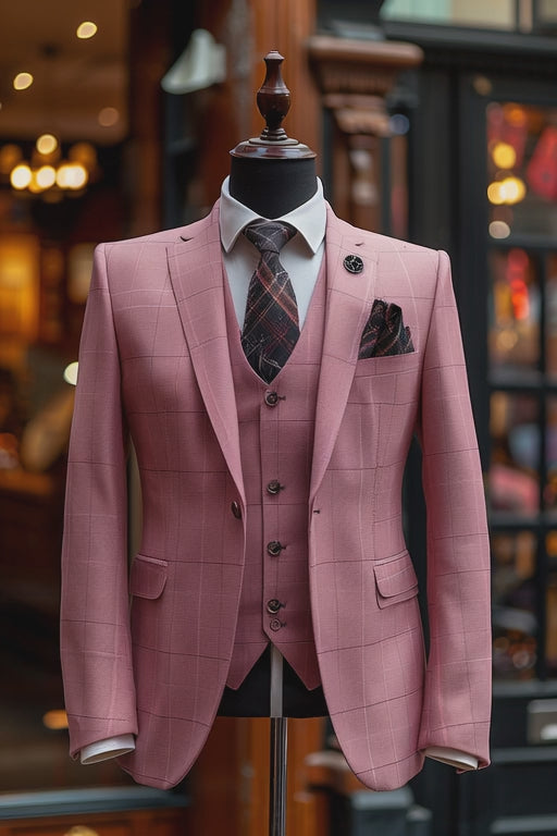 Men's Light Pink Wool Suit — Custom Made to Measure | SuitedNoir