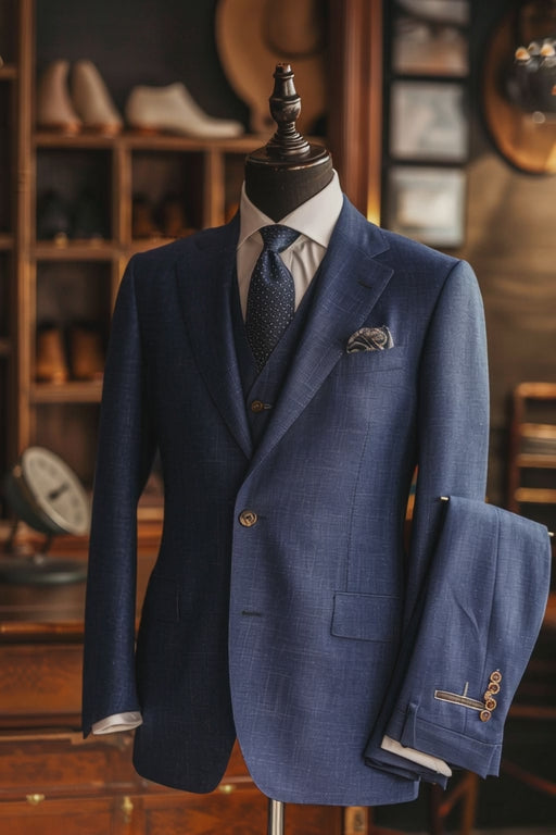 Blue Linen Suit — custom made to measure men's suit by SuitedNoir