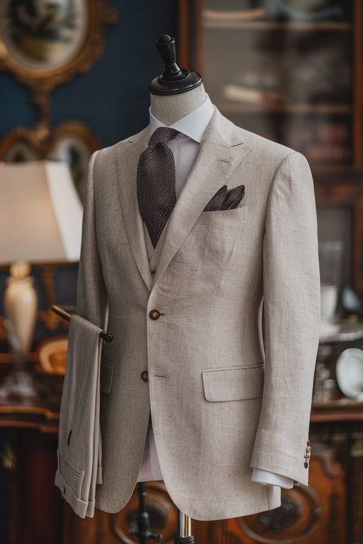 Off White Linen Suit — custom made to measure men's suit by SuitedNoir